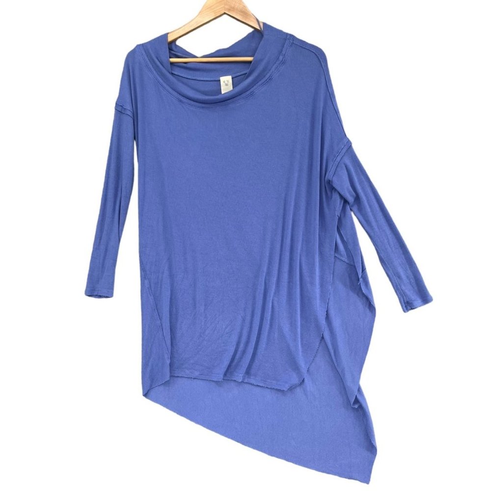 We The Free People Grapevine Tunic Top Blue Long Sleeve Asymmetrical Size S